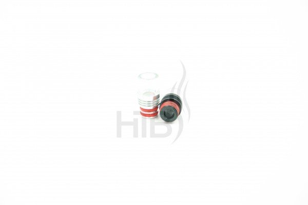 Alu+Glas DripTip, silber o. schwarz/rot